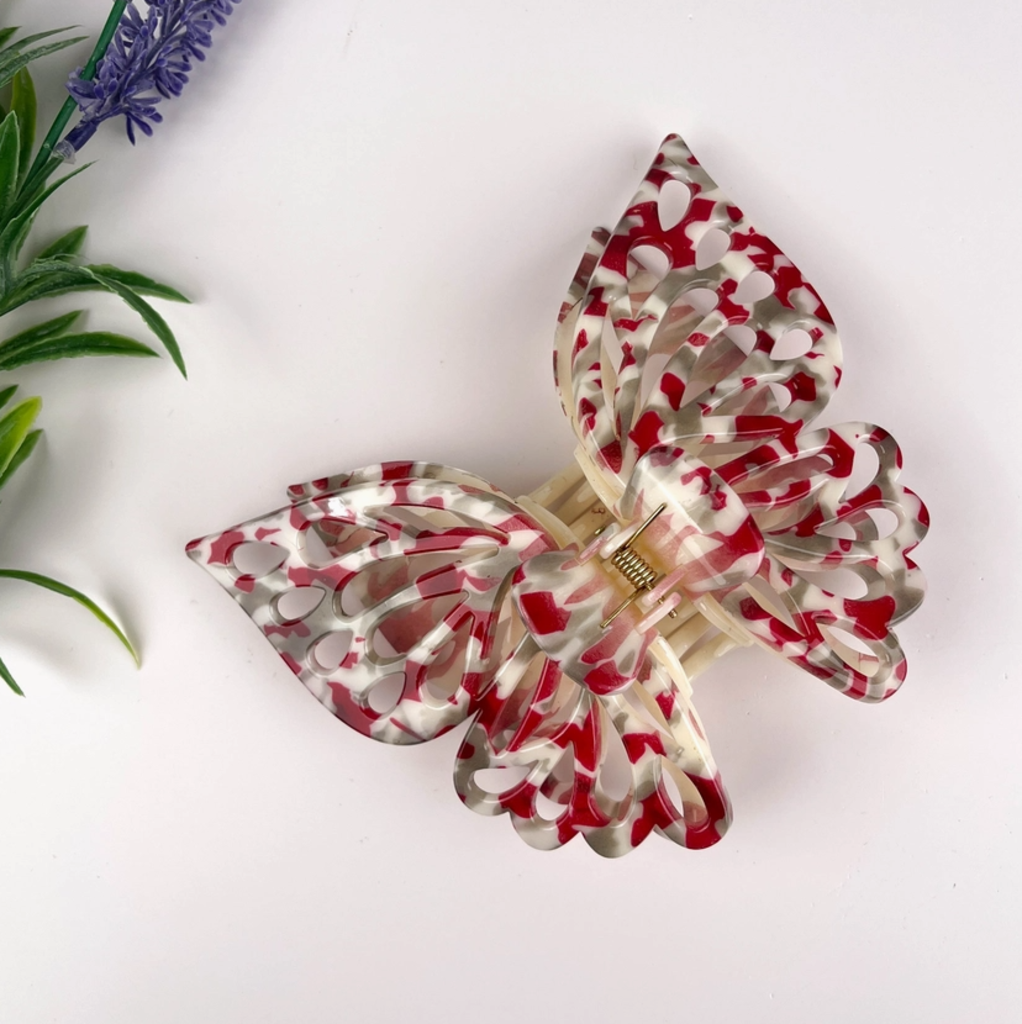 The Diva Soap WHOLESALE HAIR CLIPS Red/Grey