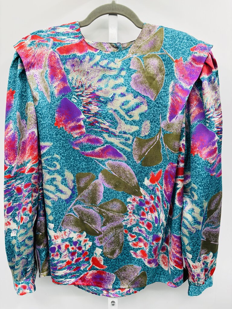Vintage Blouse Teal Blue 12