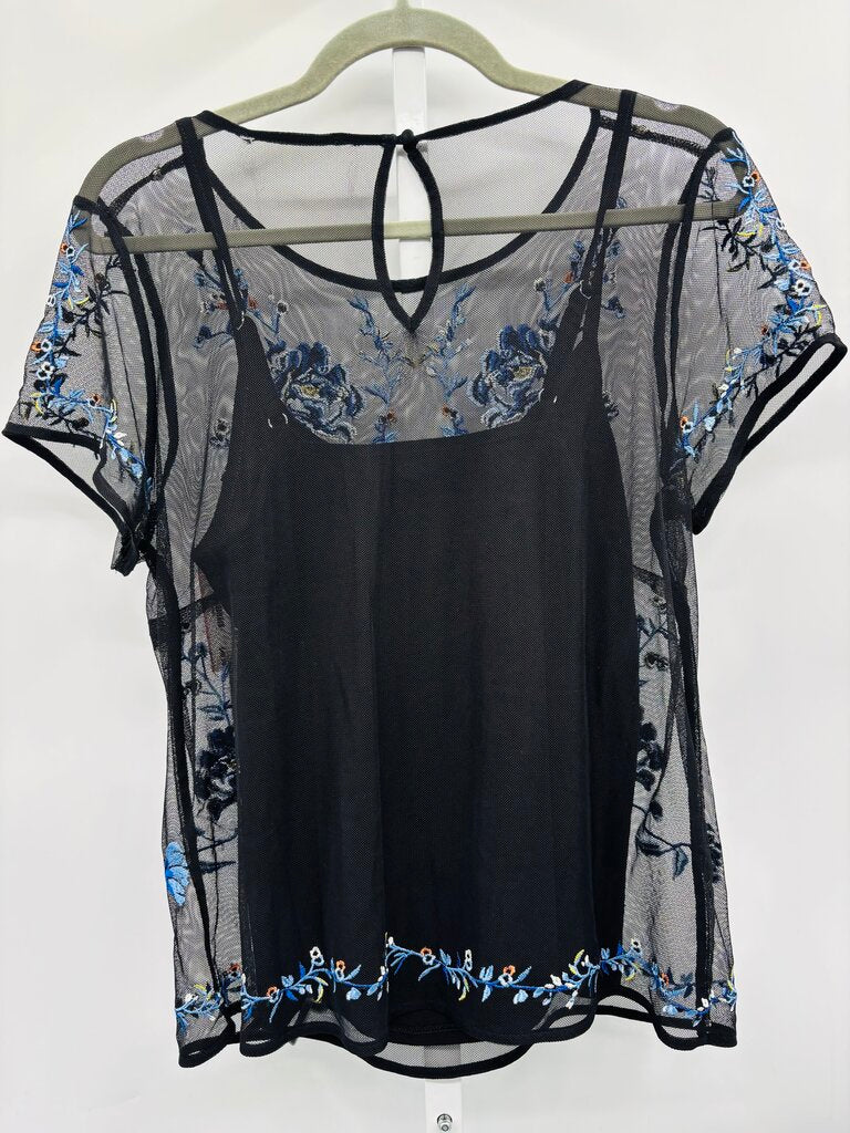 White House Black Market Top Black Blue M