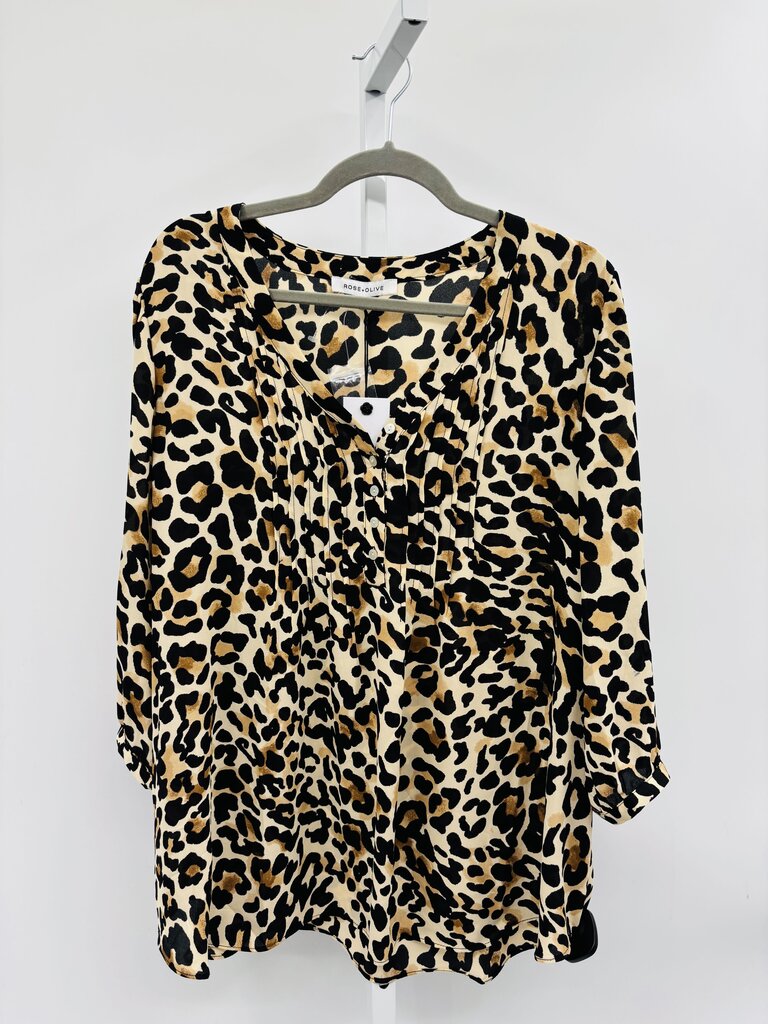 Rose & Olive Blouse Plus Beige 1X