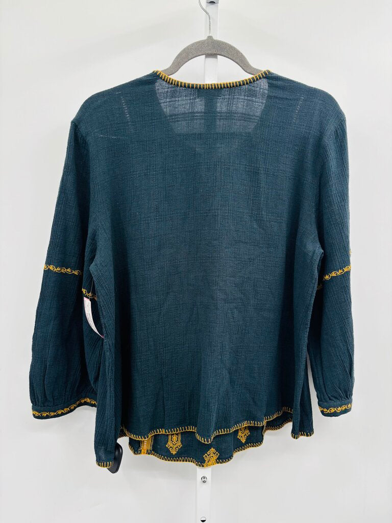 Garnet Hill Blouse Green 14