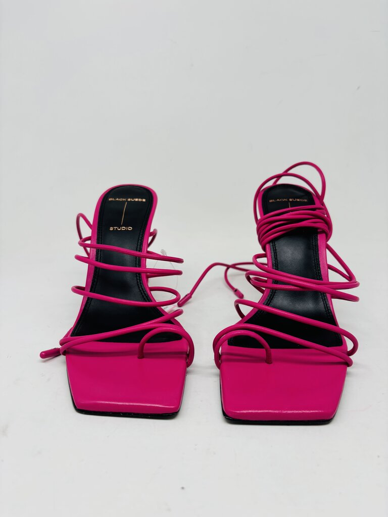 Black Suede Studio Heels Pink 6.5