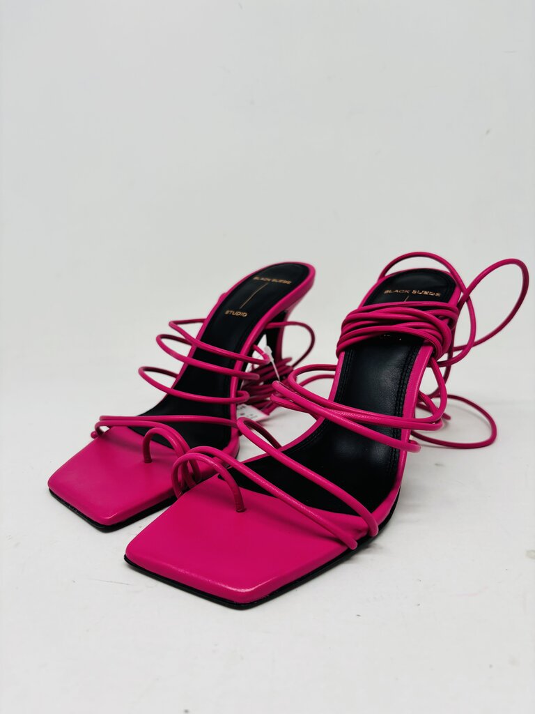 Black Suede Studio Heels Pink 6.5