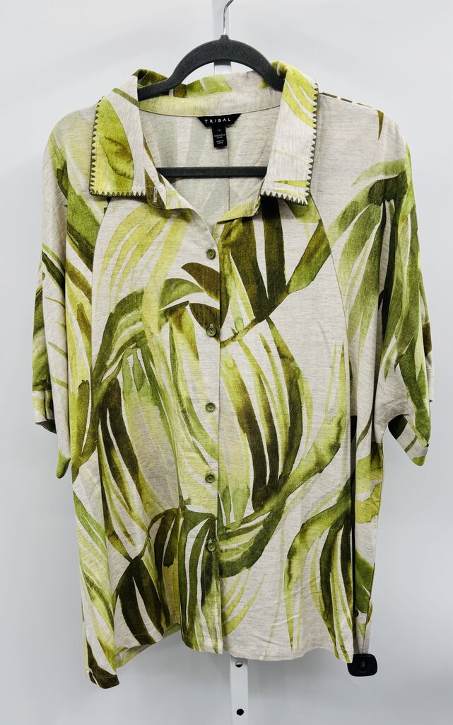 Tribal Shirt Plus Green 1X