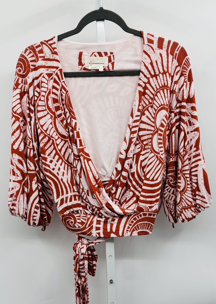 Anthropologie Top Orange/White L