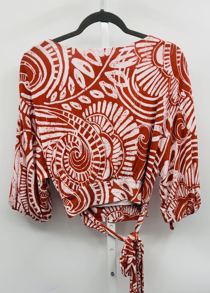 Anthropologie Top Orange/White L