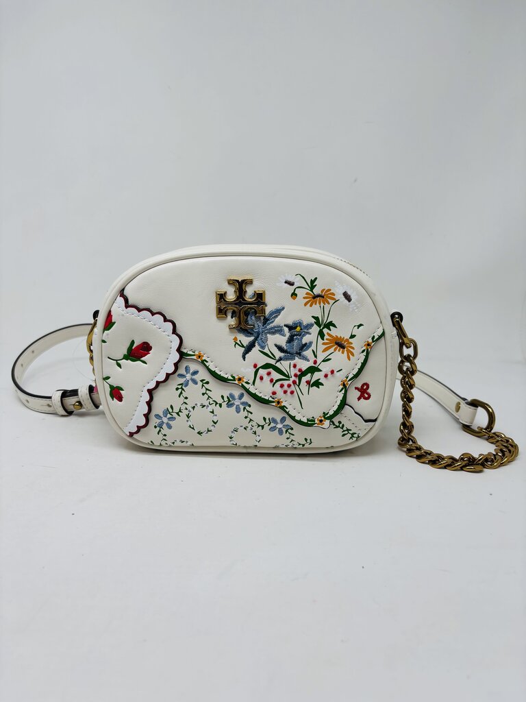 Tory Burch - TORY BURCH iPhone8 ケース ミラー付き グリーンホワイト 花柄 Tory Burch Crossbody Bag White