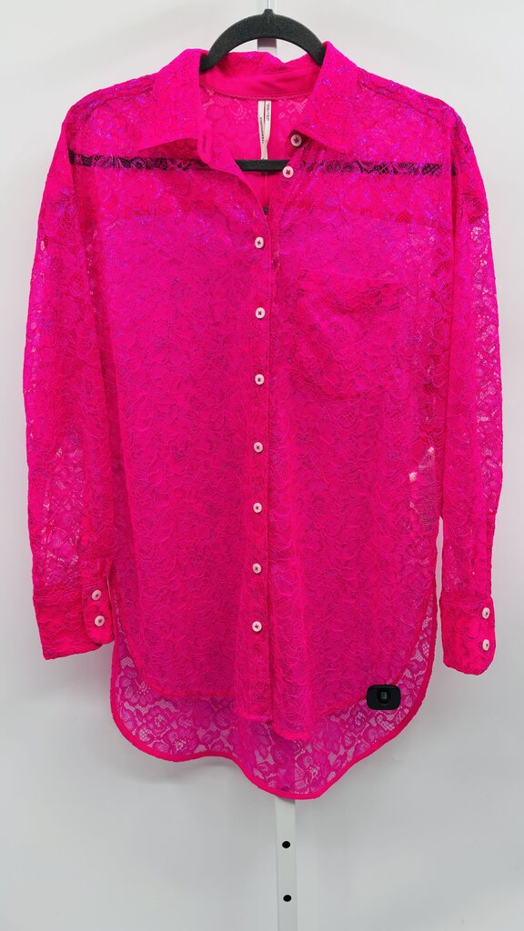 Anthropologie Top Neon Pink XS
