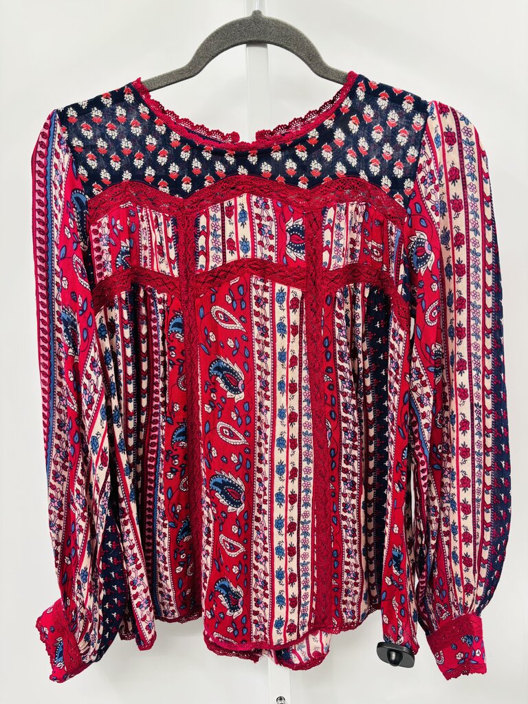 Maeve Blouse Navy Blue/ Red 0