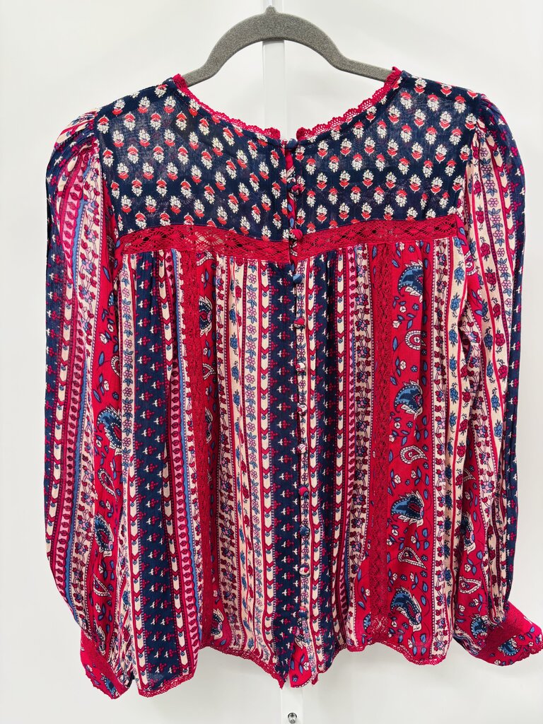 Maeve Blouse Navy Blue/ Red 0