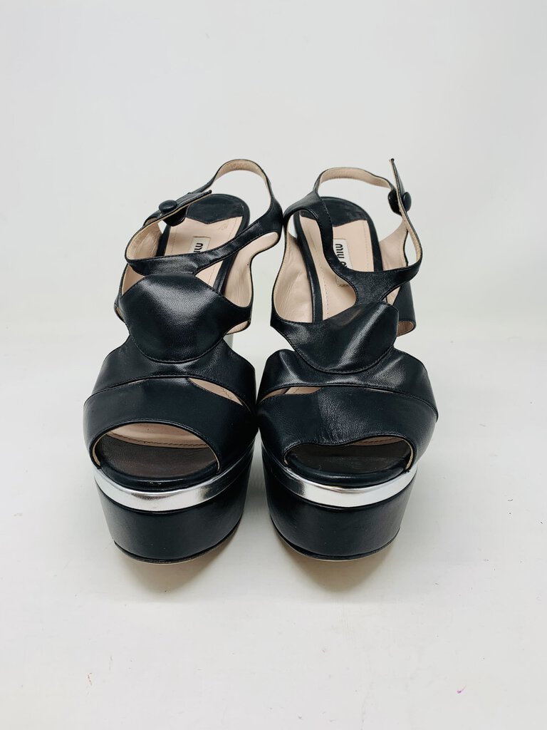 Miu Miu Wedge Black/Silver 10