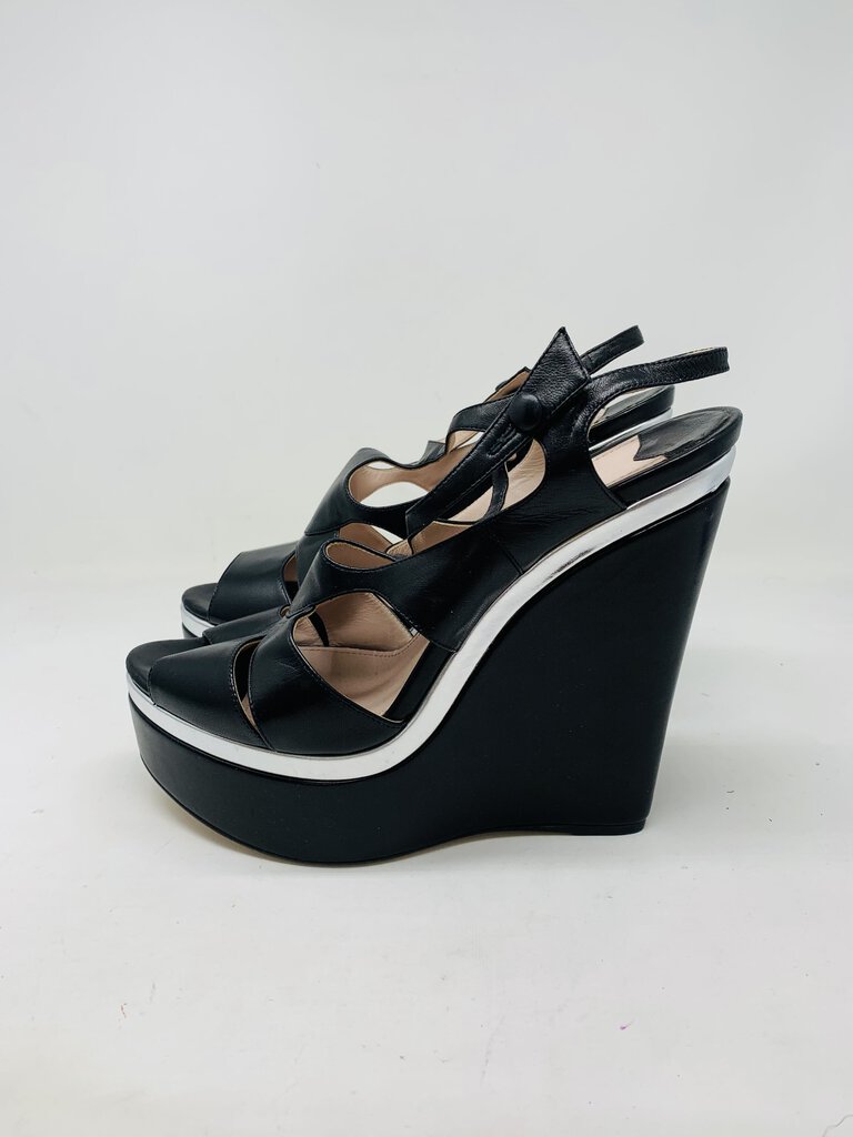 Miu Miu Wedge Black/Silver 10