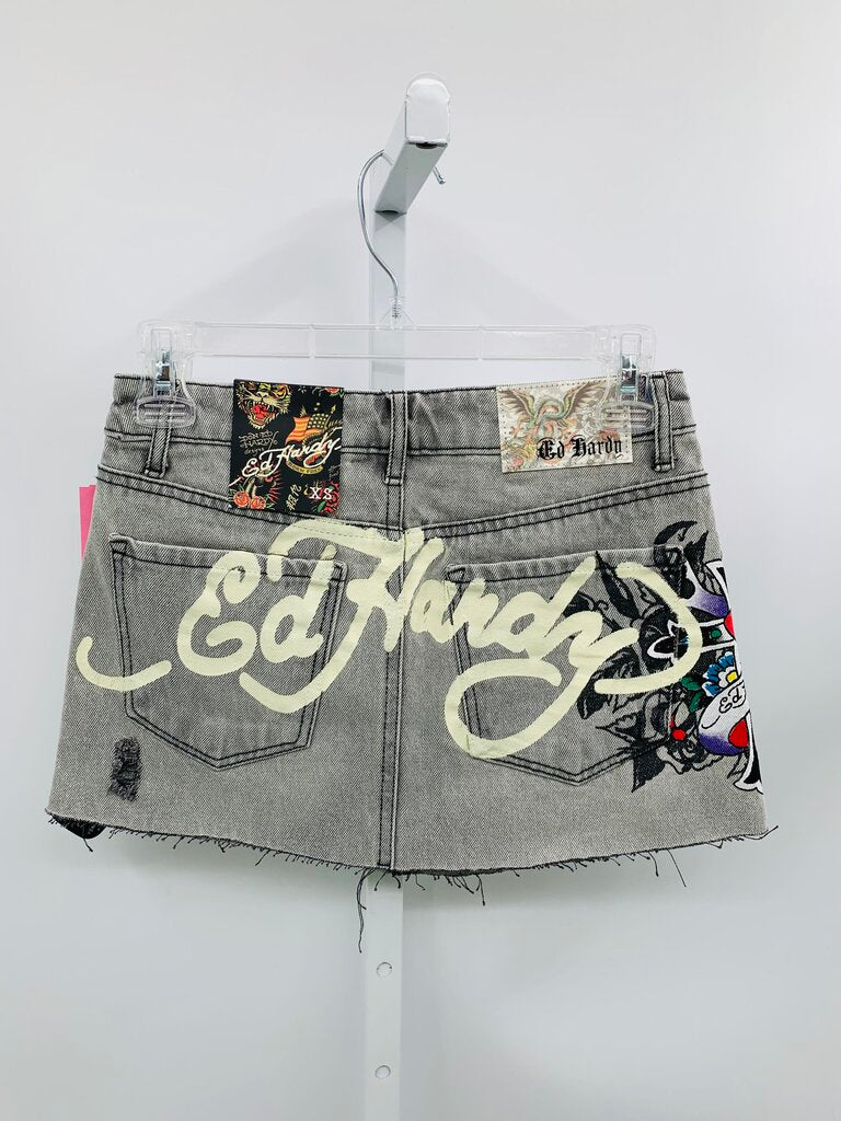 Ed Hardy Skirt Mini Grey XS