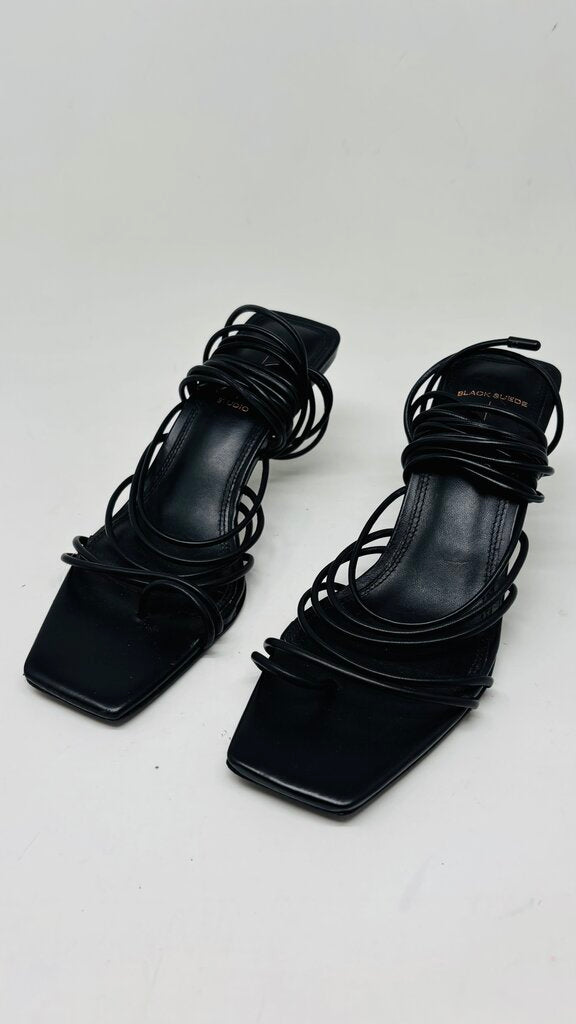 Black Suede Studio Heels Black 5.5