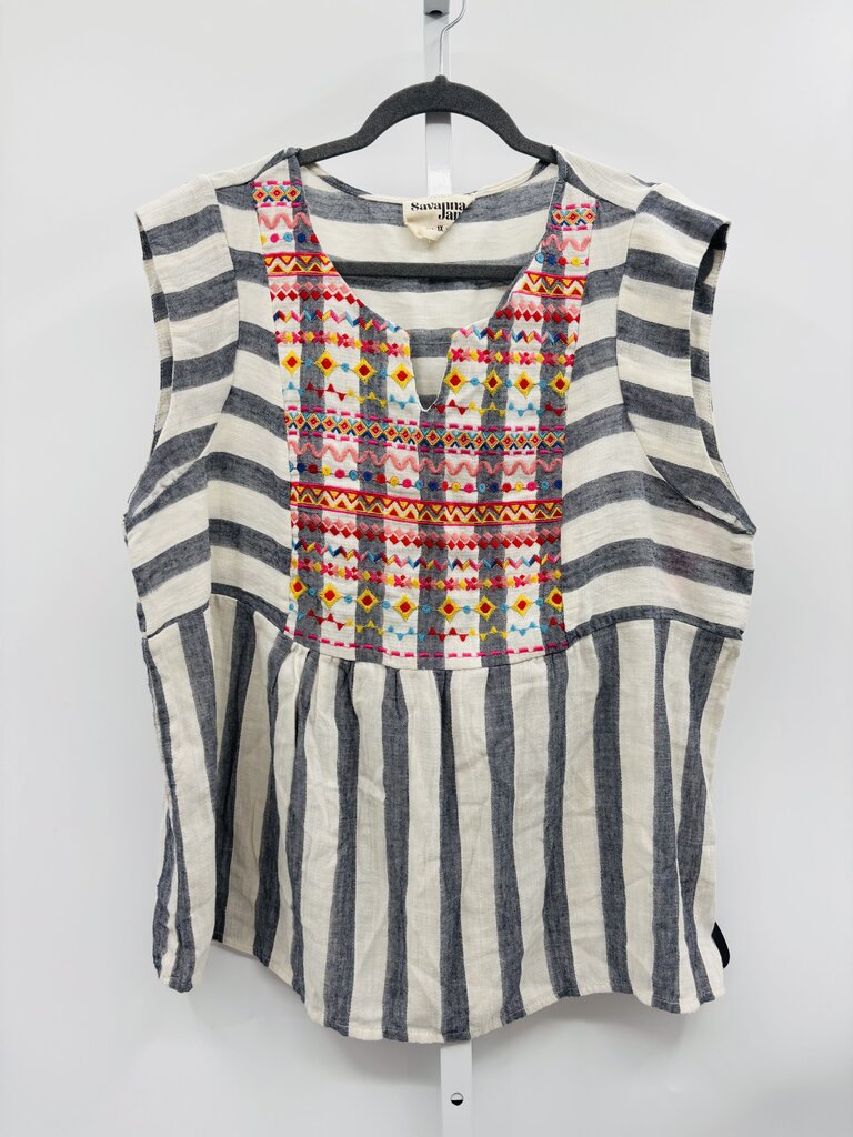 Savanna Jane Top Plus Navy 1X