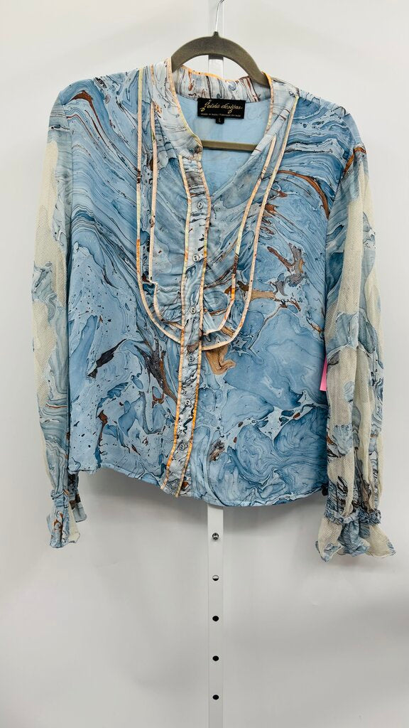 Geisha Designs Blouse Blue L