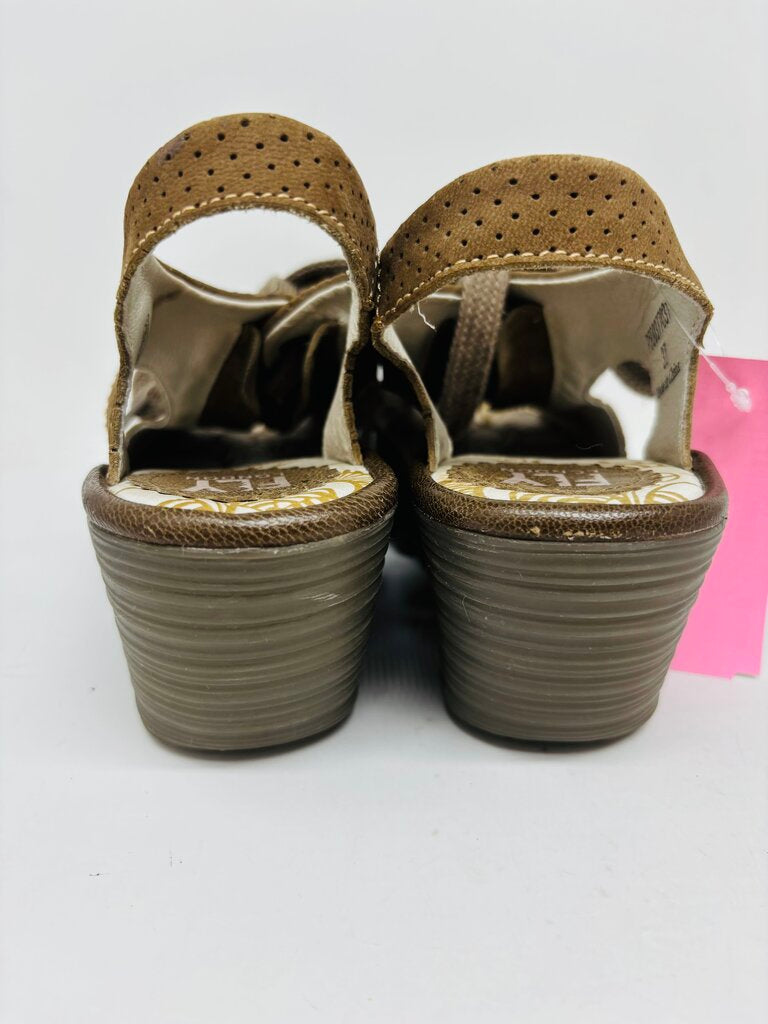 FLY London Wedge Brown