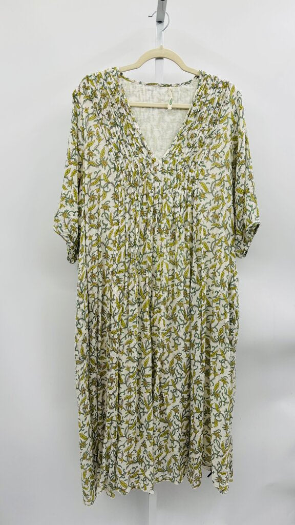 Dolma Maxi Dress White/Green Large