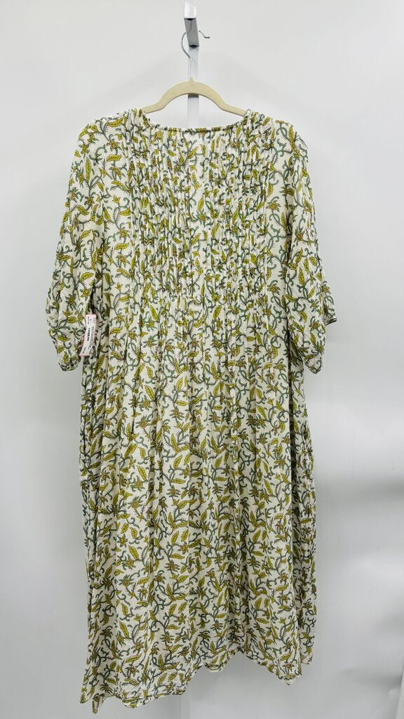 Dolma Maxi Dress White/Green Large