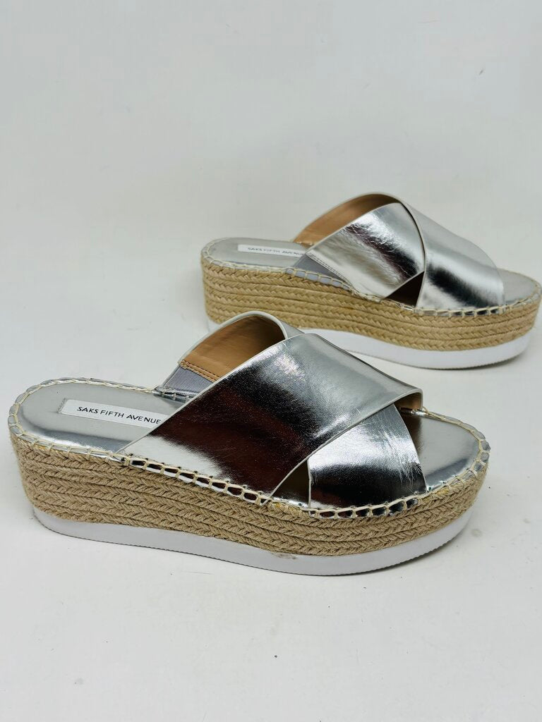 Saks 5th Avenue Wedge Silver 9