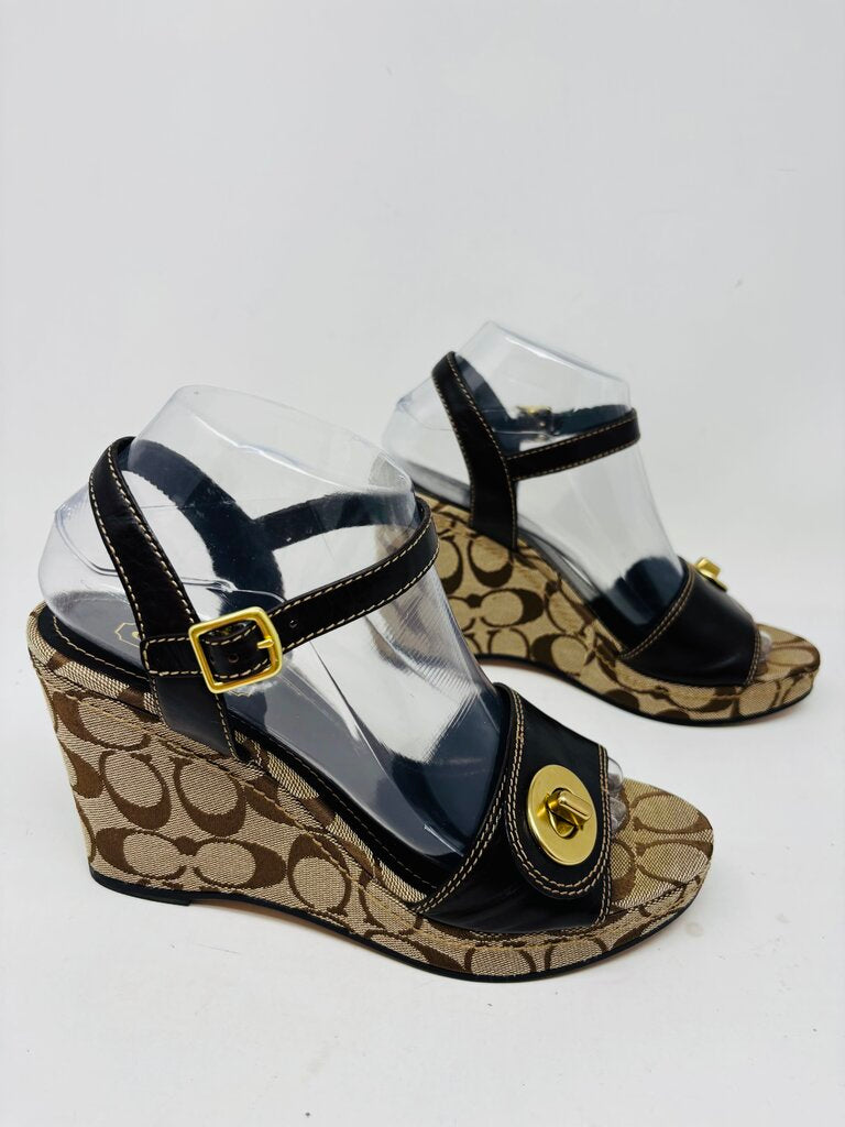 Coach Wedge Brown Signature 8