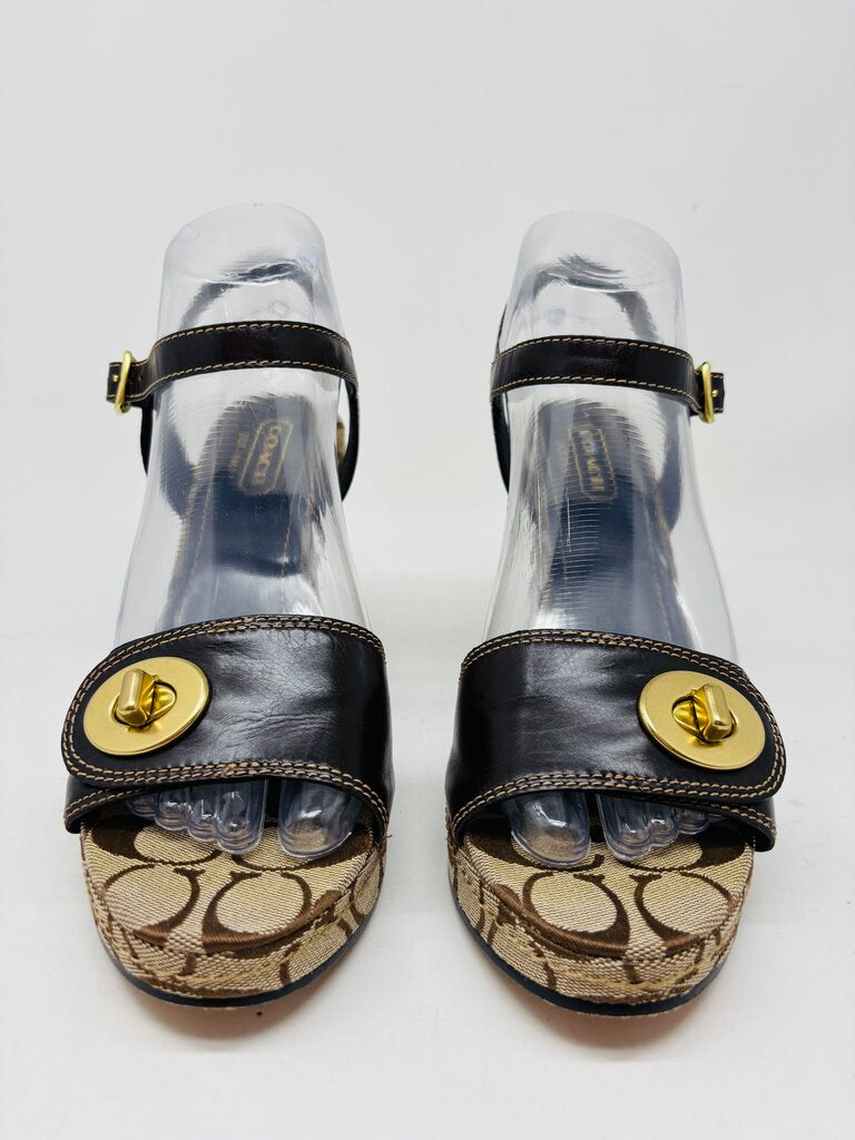 Coach Wedge Brown Signature 8