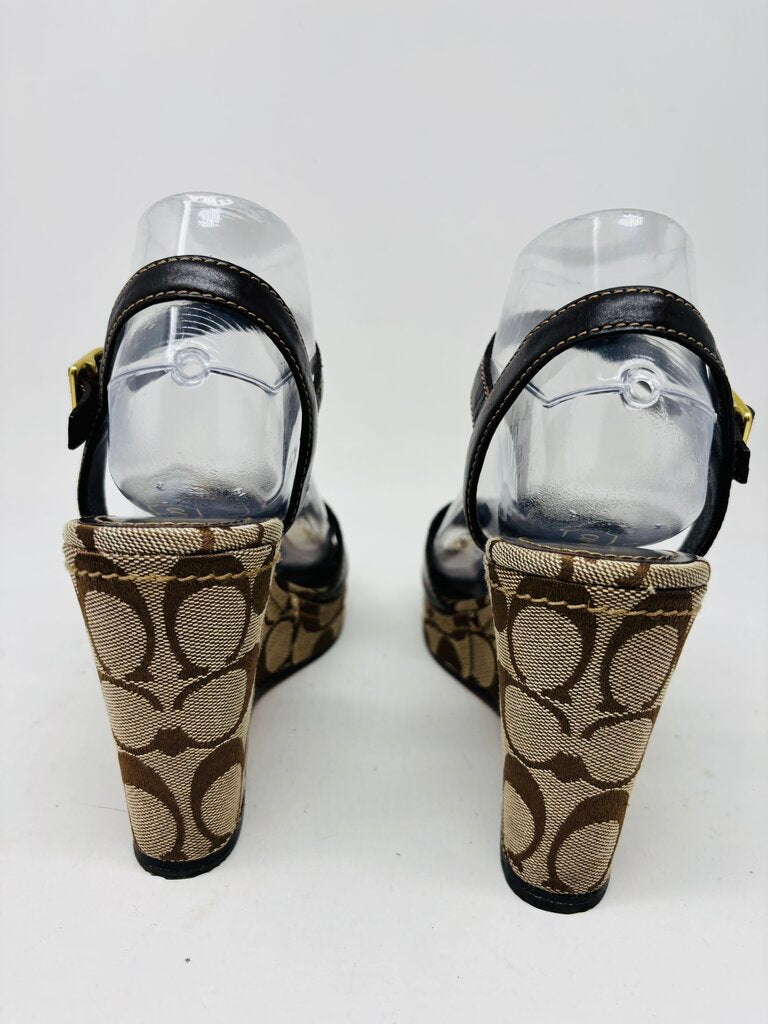 Coach Wedge Brown Signature 8