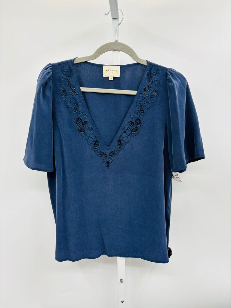 Sezane Top Navy 4