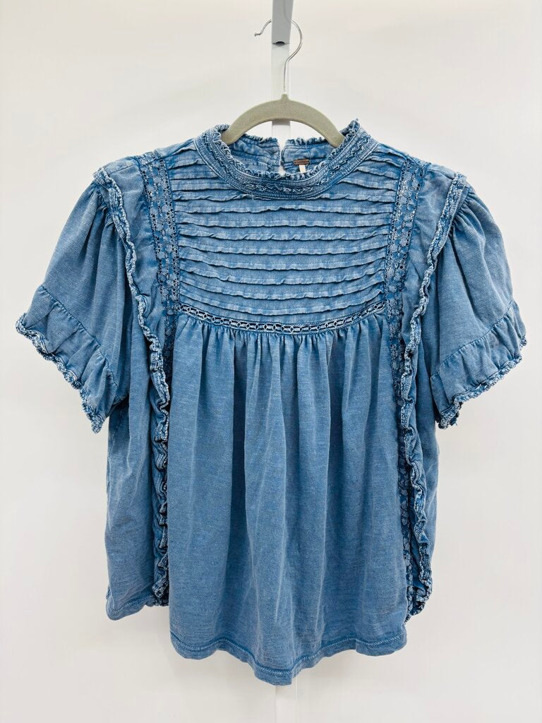 Free People Top Blue L
