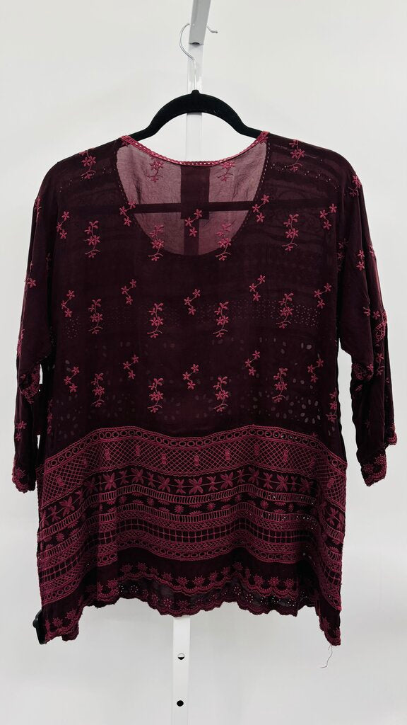 Johnny Was Blouse Burgundy M
