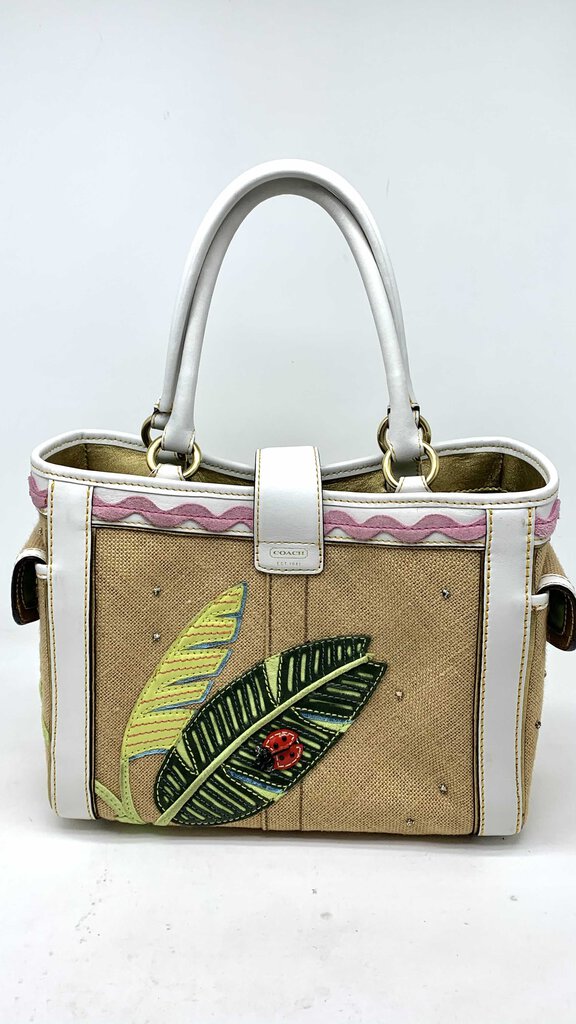 Coach Handbag Straw/White