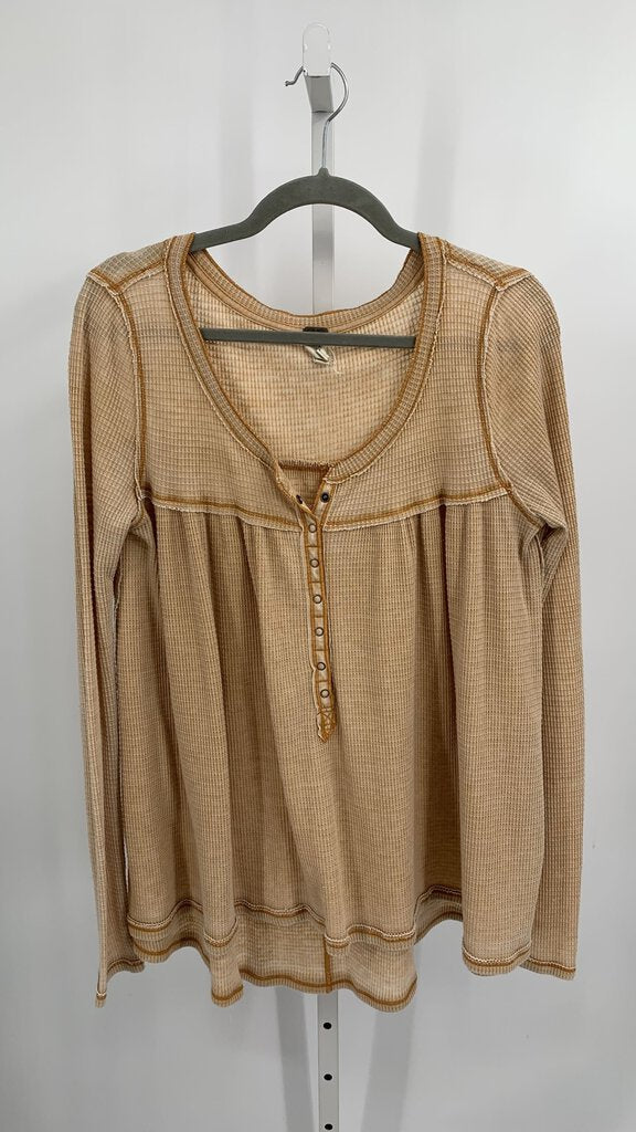 We the Free Top Beige/Mustard Stitcing M